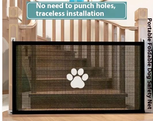Safety Pet Gate for Dogs & Cats | Plastic, 2 Sizes, Sleek Black Design