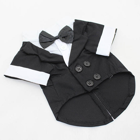Puppy Gentleman Bow Tie Dress for Dogs - Black & Gray