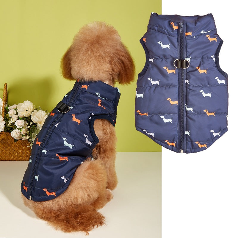 Puppy Cartoon Cardigan Vest for Dogs - Zipper with Leash Hole