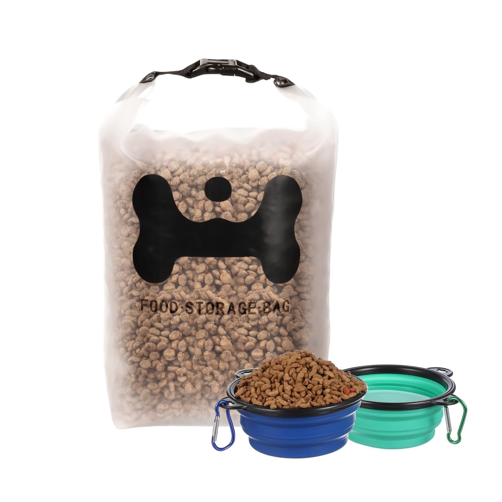 Pet Trek 40-Cup Silicone Dog Food Bag with Collapsible Bowls