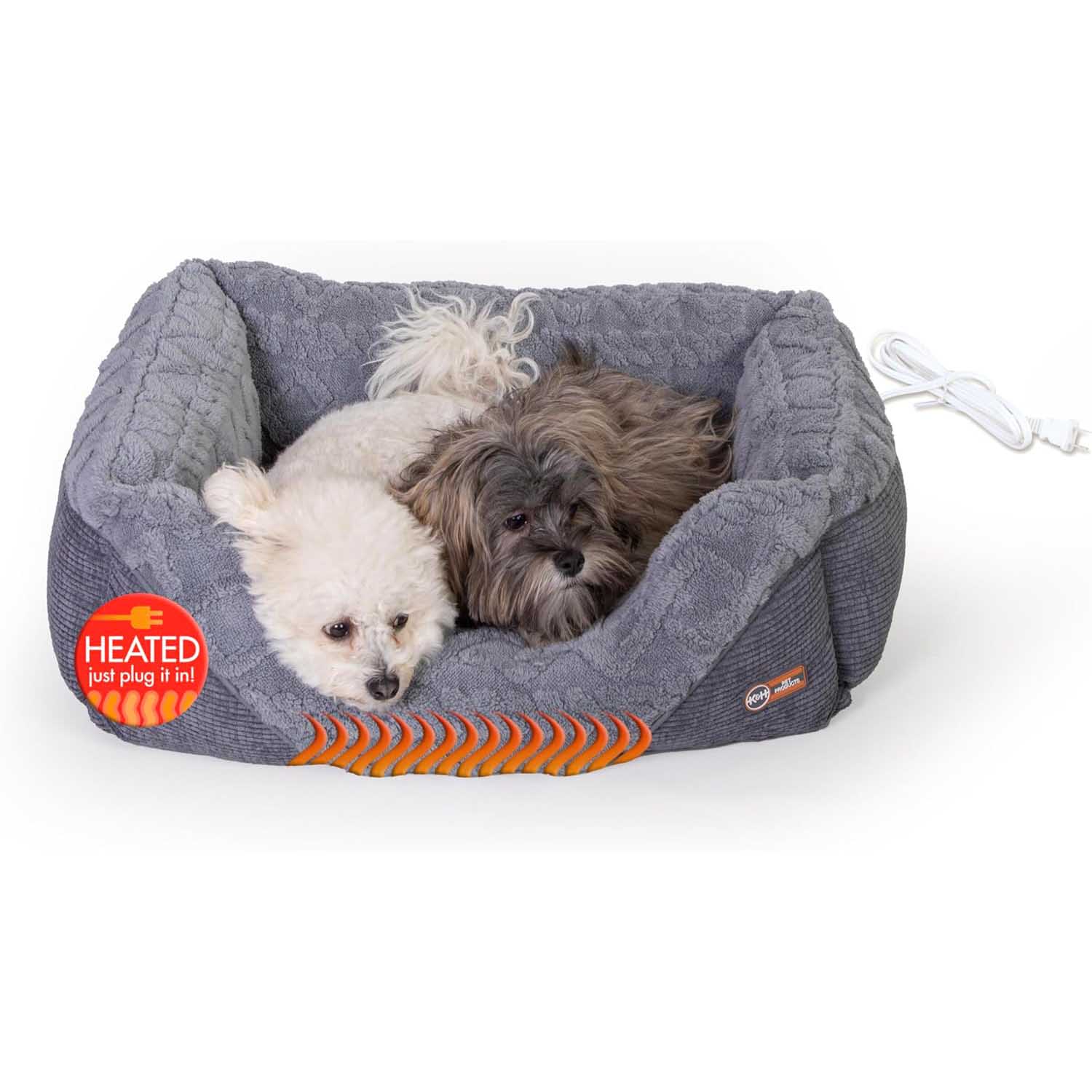 Lit chauffant pour chat et petit chien K&H Thermo-Pet Lounge Sleeper – Lit pour animaux de compagnie d'intérieur en peluche, antidérapant et lavable en machine