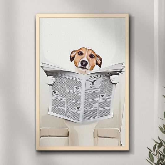 Hund liest Zeitung Porträt Leinwand-Wandbild